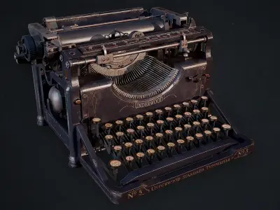 Underwood Typewriter No5 Low-poly 3D model