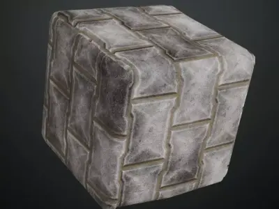 Industrial Concrete Interlocking Paving Stones PBR Seamless Texture