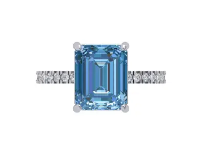 Emerald Solitaire Ring 3D print model 57