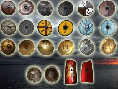 shield colection Low-poly 3D model