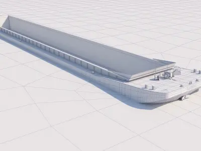 barge cargo ship floating in ocean Low-poly 3D model