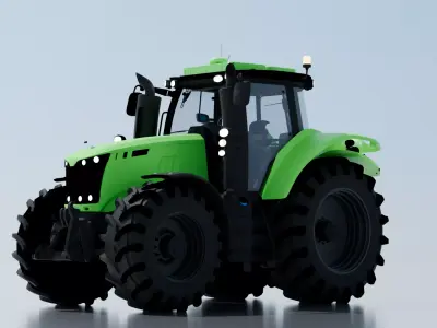 Modern Agricultural Tractor 3D Model  Low-poly 3D model