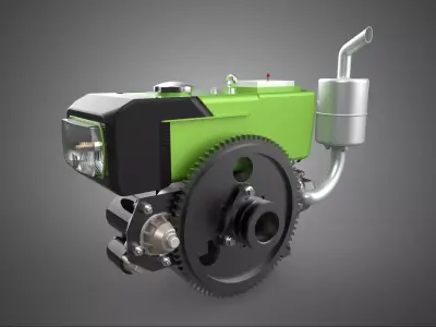 GREEN DIESEL ENGINE MACHINE HEADLIGHT HEADLAMP HEAD LAMP LIGHT 4 3D model