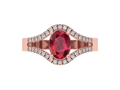 Ruby Oval Solitaire Ring 3D print model