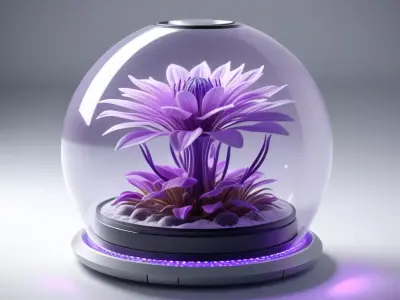 SciFi Terrarium Purple Flower Display 3D model