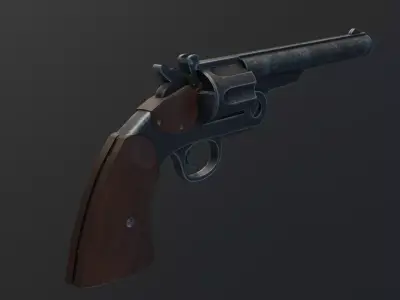 Schofield Revolver GameReady Rigged Animated Low-poly 3D model