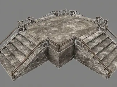 Stairs stone staircase with metal railings Low-poly 3D model buy