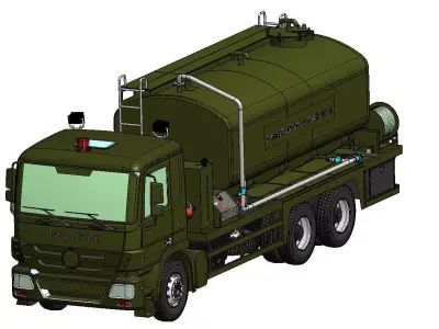 Demineralized Water Truck 3D Model Military 3D model