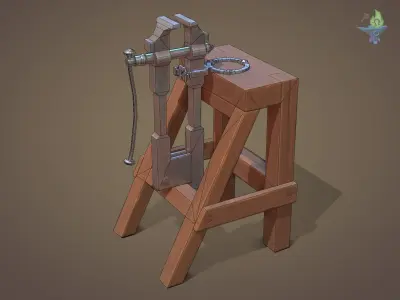 Blacksmith Post Vice Low-poly 3D model