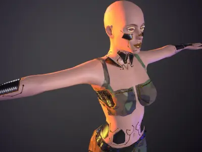 Girl T Pose Quad Mesh game ready pbr Rigged Lowpoly Low-poly 3D model