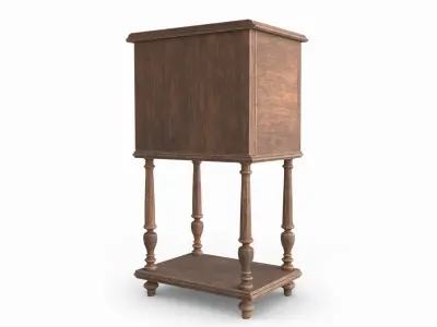 Nightstand old wooden cabinet 3D model