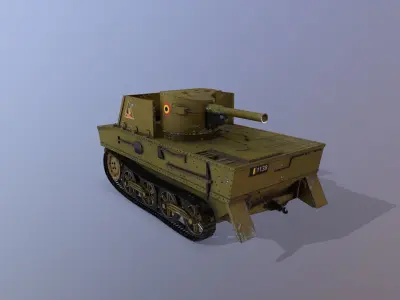 T13 Type 1 - WWII Tank Belgian Army Low-poly 3D model