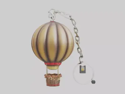 Hot air balloon keychain model Low-poly 3D model
