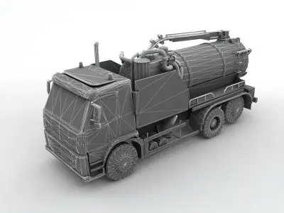Industrial Vacuum Truck Volvo Low-poly 3D model