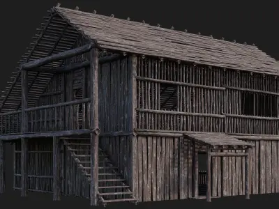 Old Wooden Building 4K Textures GameReady 181 Low-poly 3D model