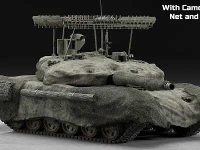 T-90M MBT With Relikt ERA Camouflage Netting and 7 Skins Low-poly 3D model