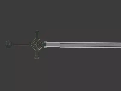 Fantastic Crusader Sword Low-poly 3D model