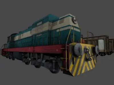 Train collection Low-poly 3D model