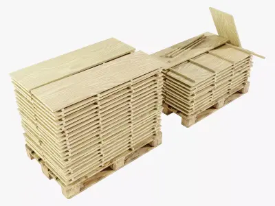 Pallet with wood slabs 3D model