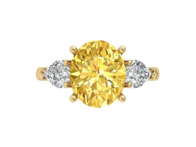 Oval Solitaire Ring 3D print model 12