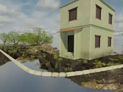 Village On The Cliffs 3D model