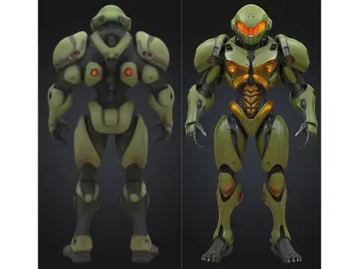 Armored Alien Soldier Low-poly 3D model