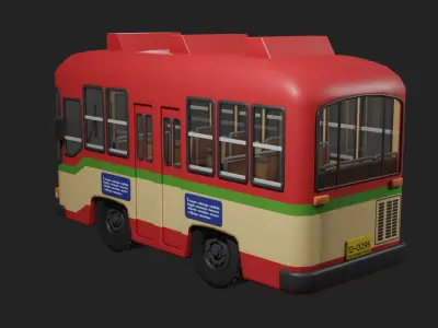 Red Thai bus cartoon 3D model