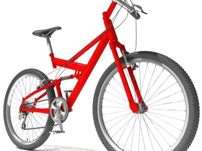 Bright Red Mountain Bike 01 3D model