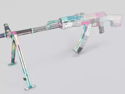 RPK Machine Gun with Folding Bipod Low-poly 3D model