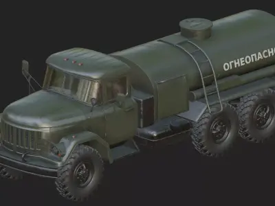 Soviet Army Fuel Tanker Truck Low-poly 3D model