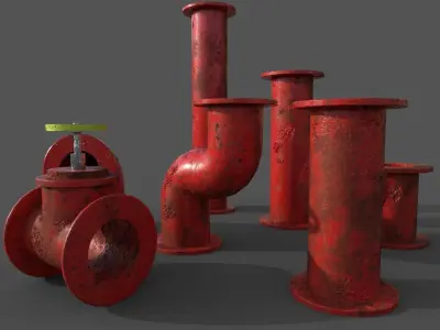 Pipes collection set of pipe fittings Low-poly 3D model