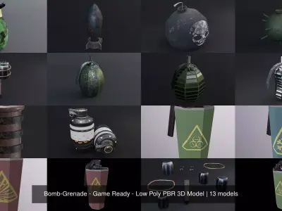 Bomb-Grenade - Game Ready - Low Poly PBR 3D Model 3D Model Pack