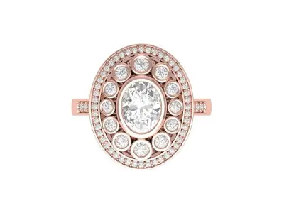 Oval Art Deco Ring 3D print model 6
