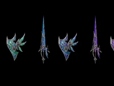 Elven - Sword and Shield Low-poly 3D model