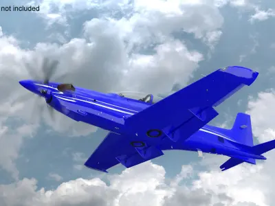 Training Aircraft Blue Rigged for Maya 3D model