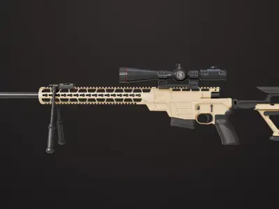 Sniper Rifle 04 Sandal Rigged All PBR Unity UE Textures Low-poly 3D model