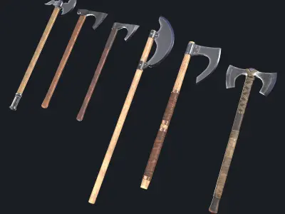 Battle axes Low-poly 3D model purchase