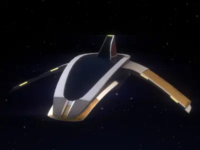 Futuristic spaceship with 4 different materials 4k Low-poly 3D model