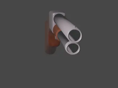 Shotgun gun with two barrels 3D model