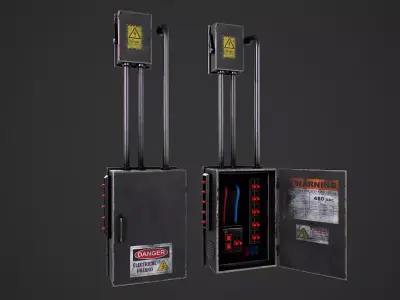 Main Power Switch Box PBR Game Ready Low-poly 3D model Low-poly 3D model