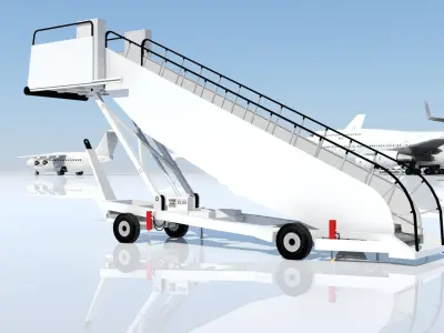 Towable Passenger Aircraft Stair Airport Low Poly  Low-poly 3D model