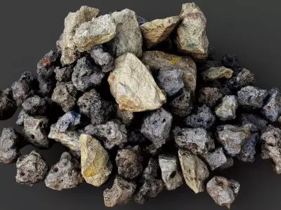 concrete debris pile ruins pt3 PBR photogrammetry Low-poly 3D model