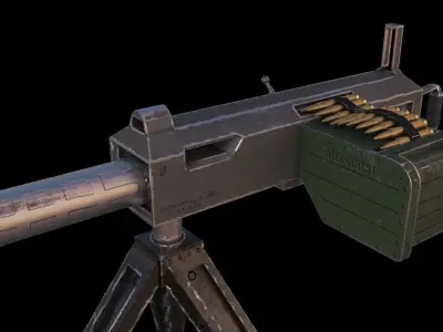 Machine Gun Low-poly 3D model 2