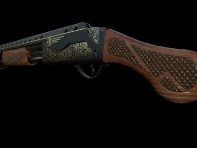 Vintage Shotgun Low-poly 3D model