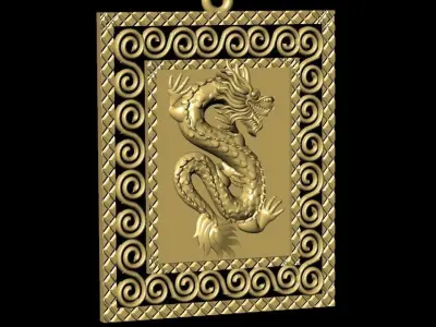Custom Chinese Dragon Pendant  3D Print 3D print model 3D print model