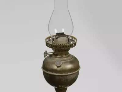 Brass Oil Lamp Victorian photogrammetry scan PBR 4K textures Low-poly 3D model