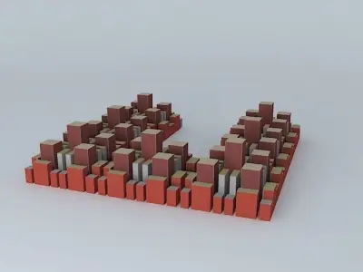 Cityscape 4 letter n made of bricks 3D model