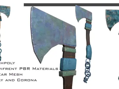 AXE03 axe with chain 3D model