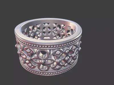 ornamental ring silver engraved band detailed mens unisex ring 3D print model
