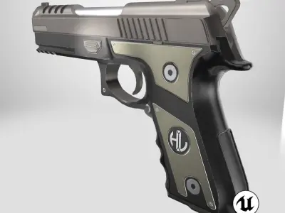 Pistol 02 Generic All PBR Unity UE Textures Included Low-poly 3D model